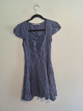 Guess Womens 2 Navy Polka Dot Floral Short Sleeve Open Back Mini Dress